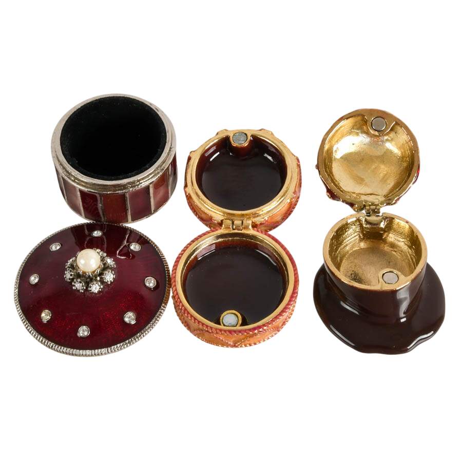 Five-Piece Enameled Boxes Set with Piano Music Box-7