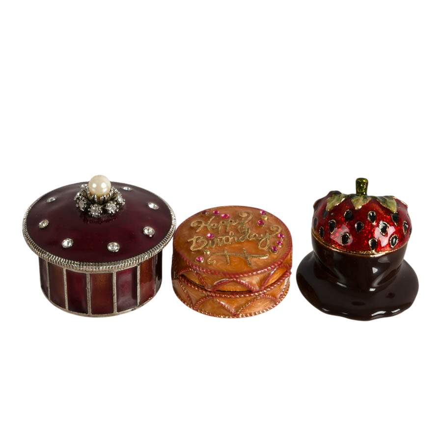 Five-Piece Enameled Boxes Set with Piano Music Box-6