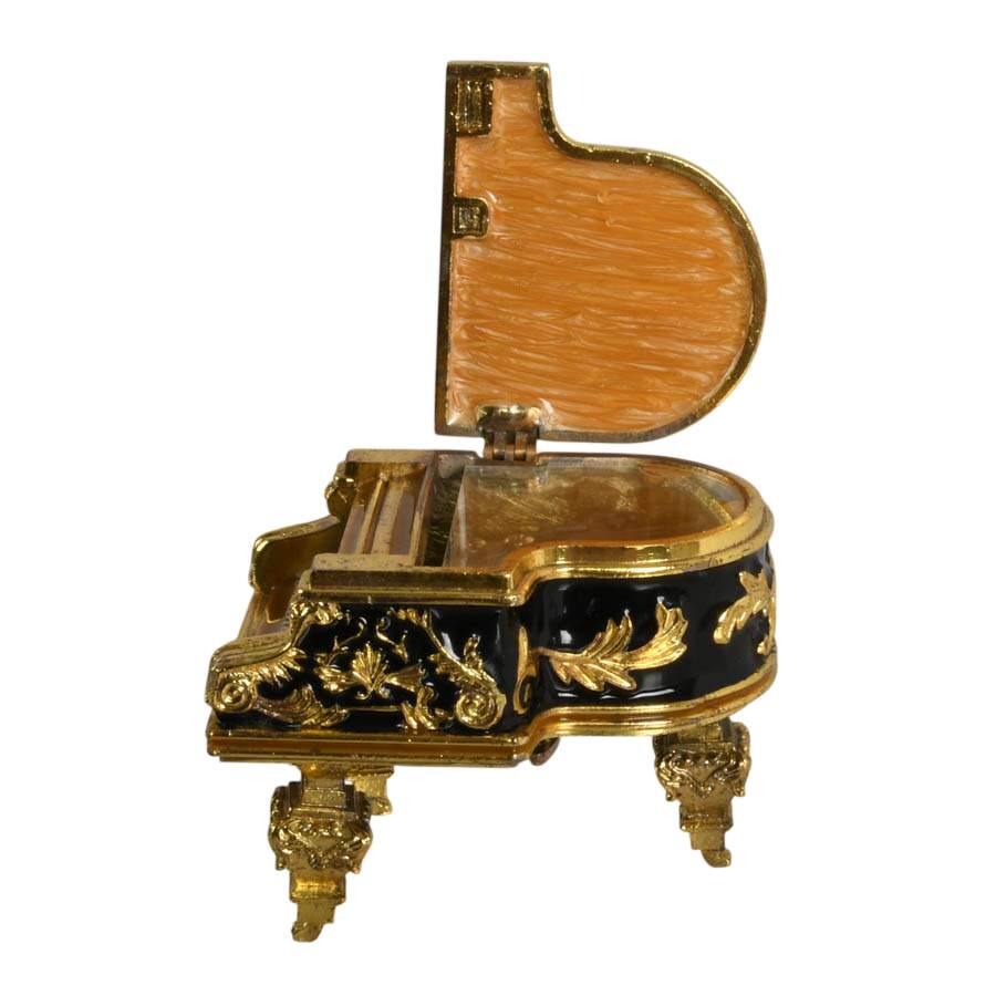 Five-Piece Enameled Boxes Set with Piano Music Box-4