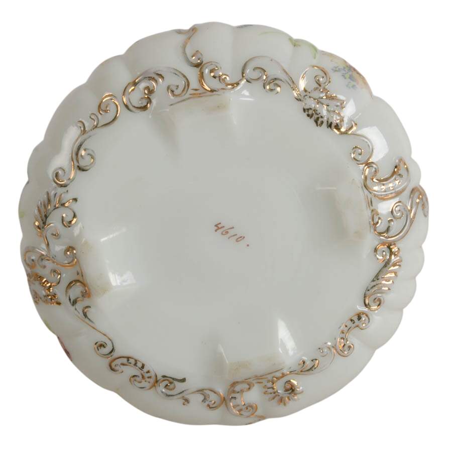 Floral Hand-Painted Wavecrest Style Opaline Dresser Box-7