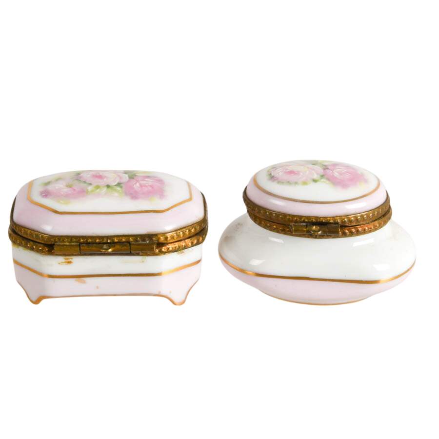 Pair of Limoges Hand-Painted Porcelain Trinket Boxes-5