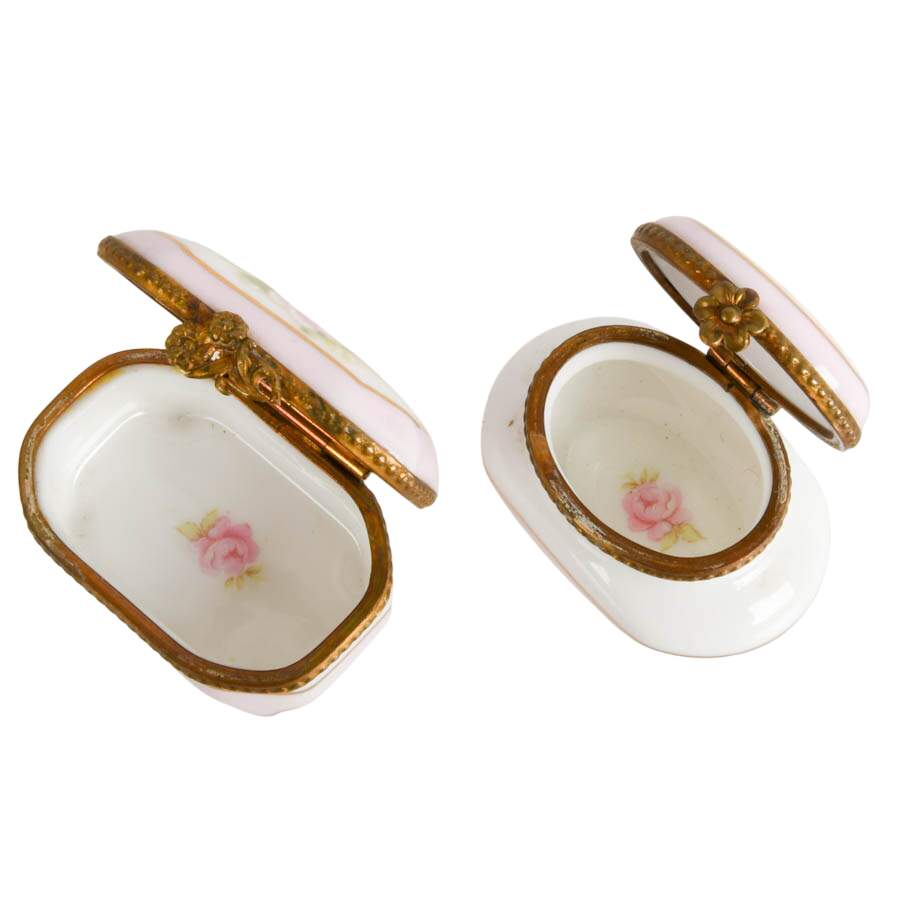 Pair of Limoges Hand-Painted Porcelain Trinket Boxes-4