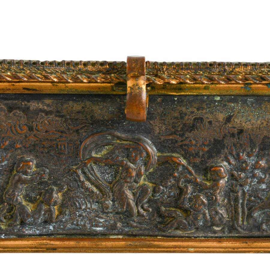 Antique Rectangular Cushioned Repoussé Jewelry Casket-2