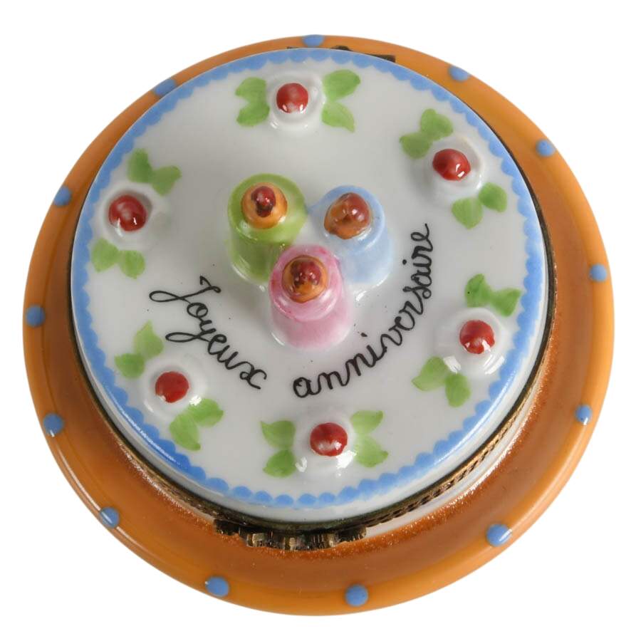 Limoges Hand-Painted Birthday Cake Trinket Box-2