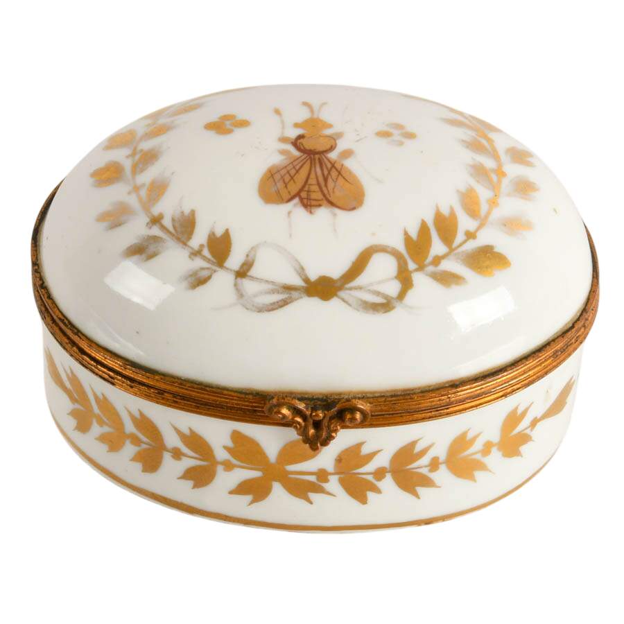 Limoges Hand-Painted Gold Bee Porcelain Trinket Box-1