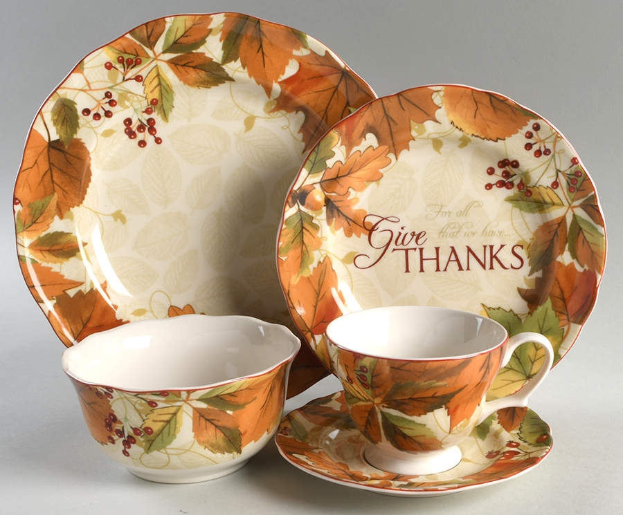  Dinnerware　Harvest Festival　プレート Harvest Festival Cream 5 Piece Place Setting by 222 Fifth (PTS