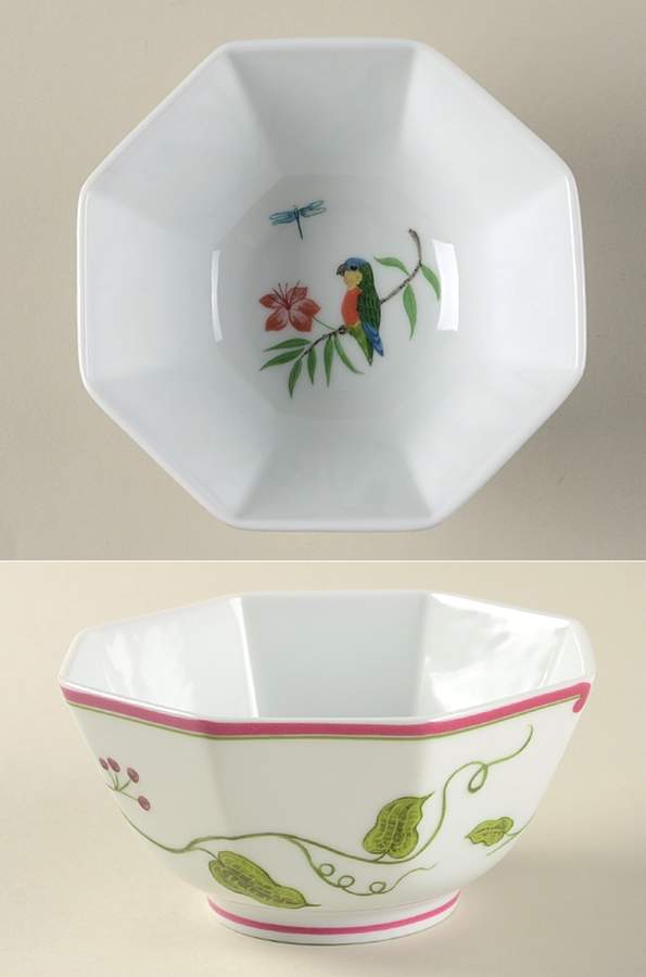 Parrots of Paradise 5" Octagonal Vegetable Bowl by Lynn Chase-1