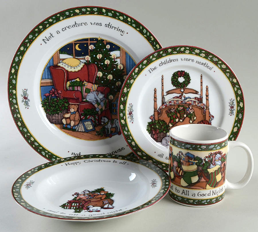 12/16まで海外購入2005 Christmas　Storyporcelain Christmas Story 4 Piece Place Setting by International