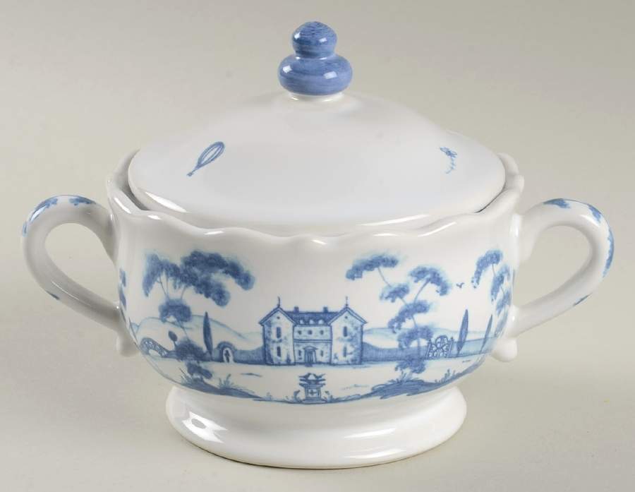 Juliska Country Estate Sugar Pot In Delft Blue - Main House Collection, Ceramic, Classic Design