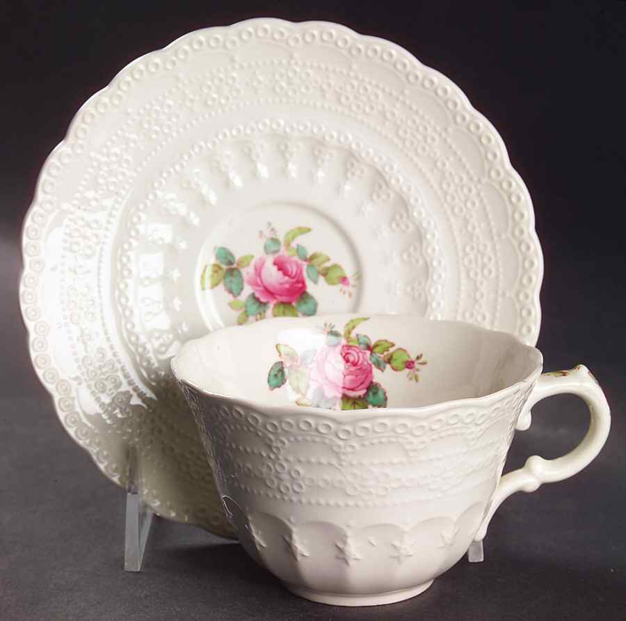 Billingsley Rose Pink (Old Backstamp) Flat Cup & Saucer Set by