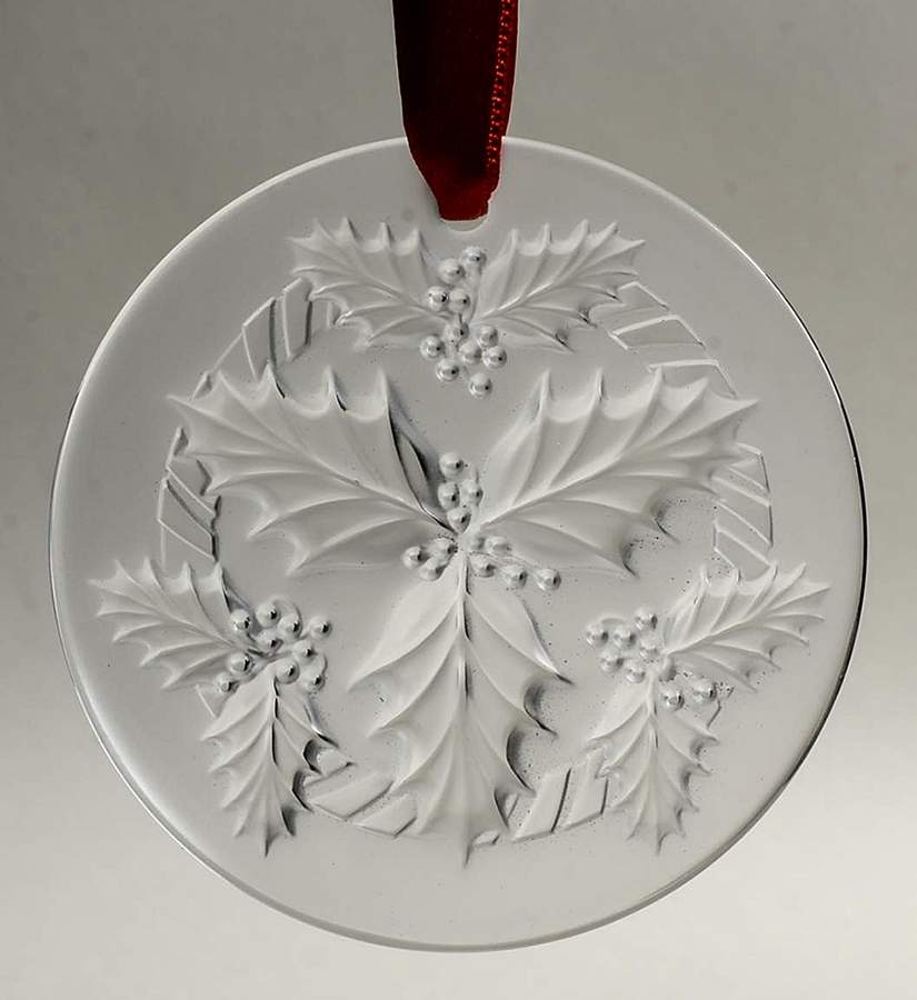 Lalique Christmas Ornament Holly-Clear - Boxed by Lalique