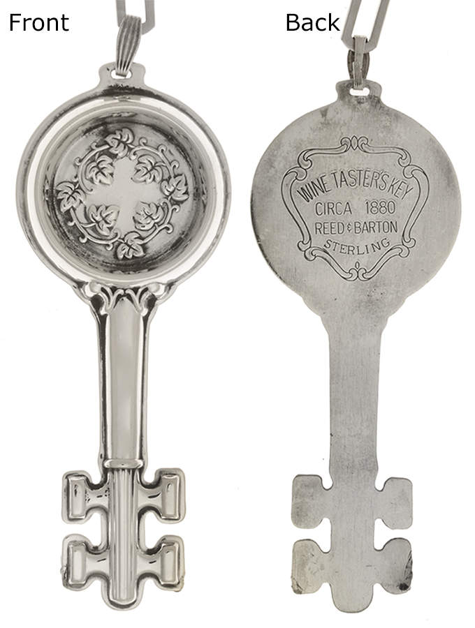 Sterling Medallions and Whistles Wine Taster's Key-W/ 39" Rhodium Plate C - No Box by Reed & Barton-2