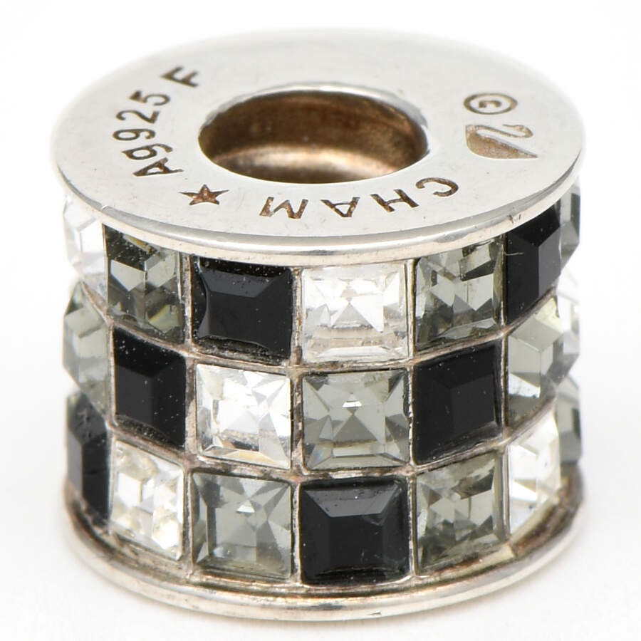 Sterling Chamilia Charms & Beads Black & White Check Bead - No Box by Swarovski-1