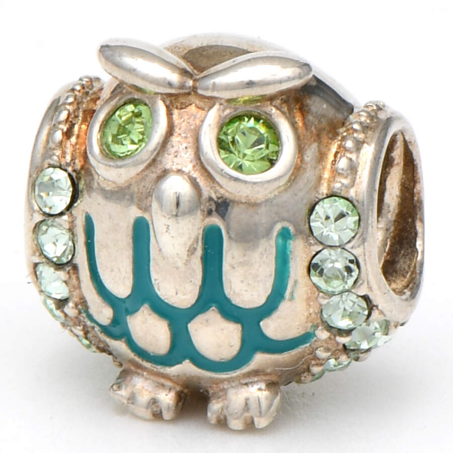 Sterling Chamilia Charms & Beads Glittering Owl Bead - No Box by Swarovski-1