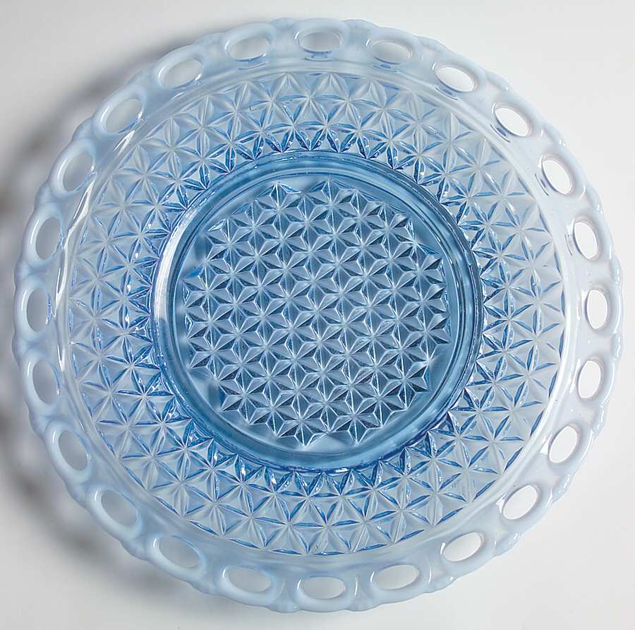 Laced Edge Blue Opalescent (Katy) Dinner Plate by Imperial Glass