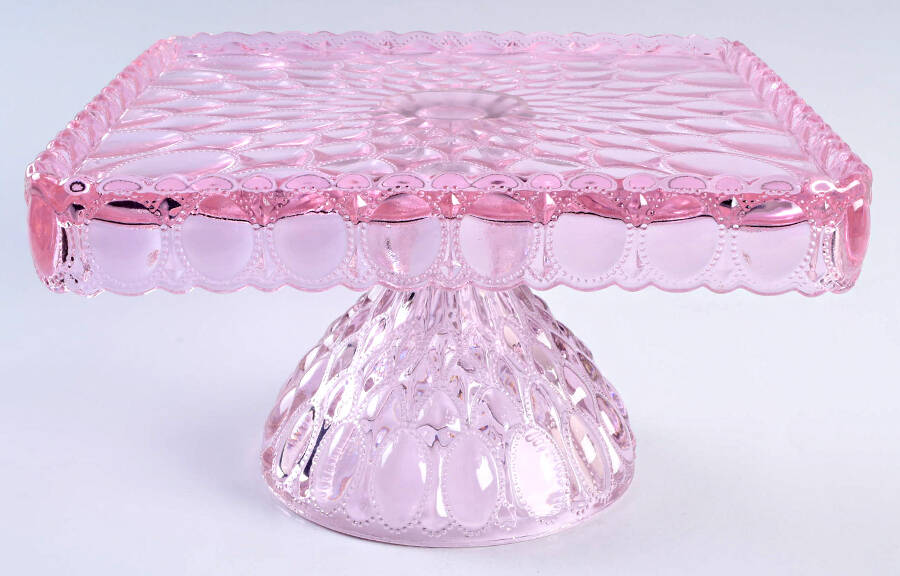 Elizabeth Pink Square Cake Stand by Mosser (Ohio) | Replacements, Ltd.