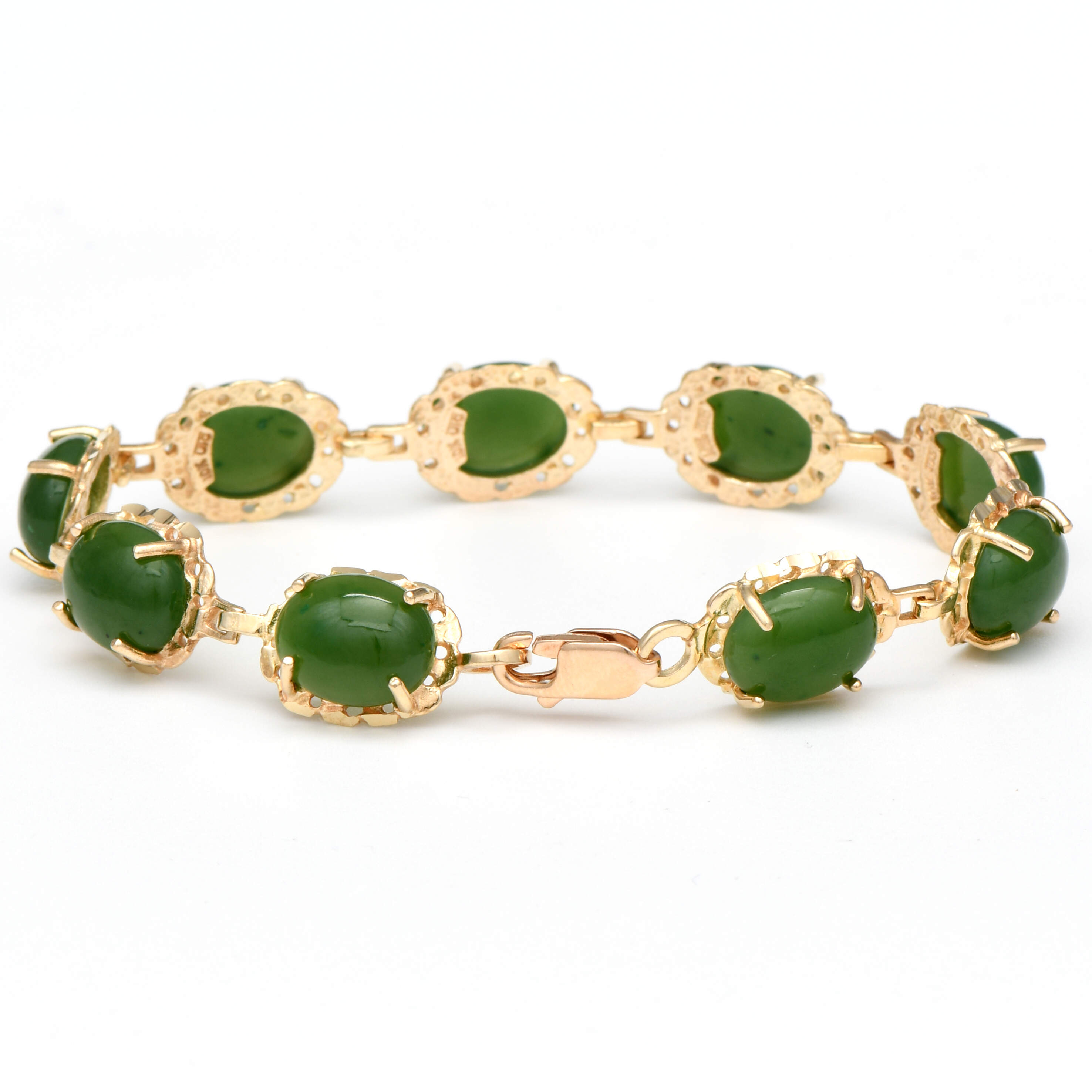 10KY Nephrite Jade(28.25) Line Bracelet-2