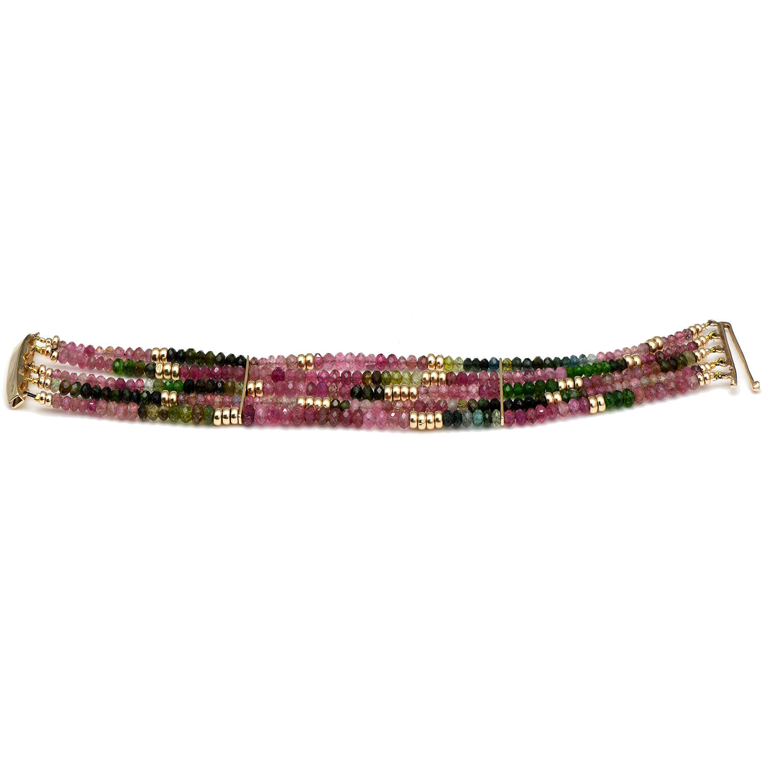 14/12KY Colorful Tourmaline Multi Strand Bracelet-3