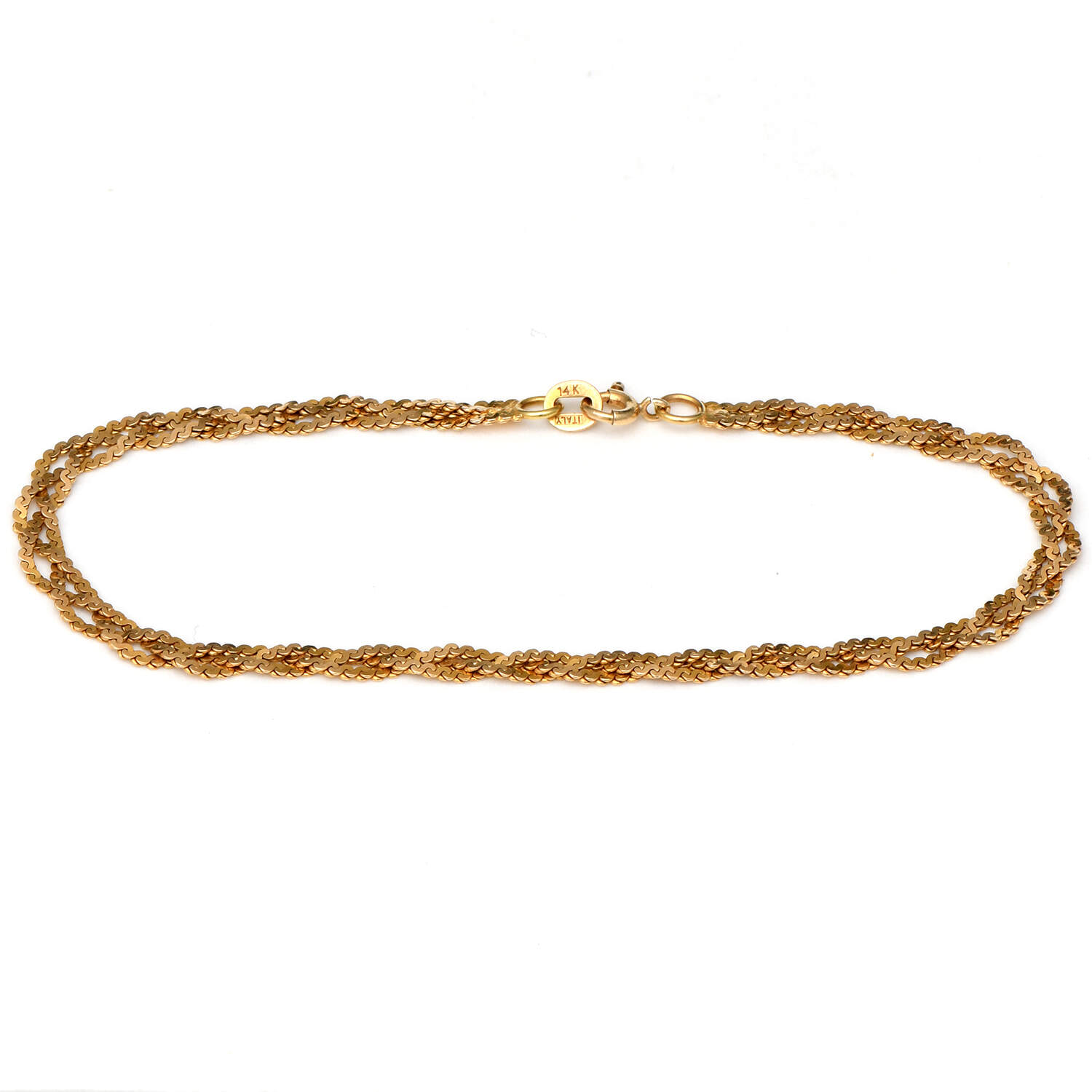 14KY Italian Three Strand Serpentine Link Bracelet-1