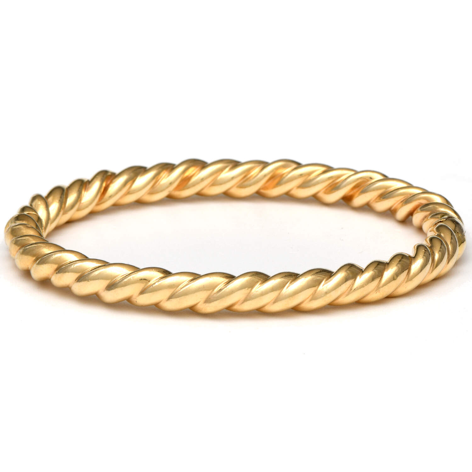 14KY Italian Twisted Rope Hinged Bangle Bracelet-1