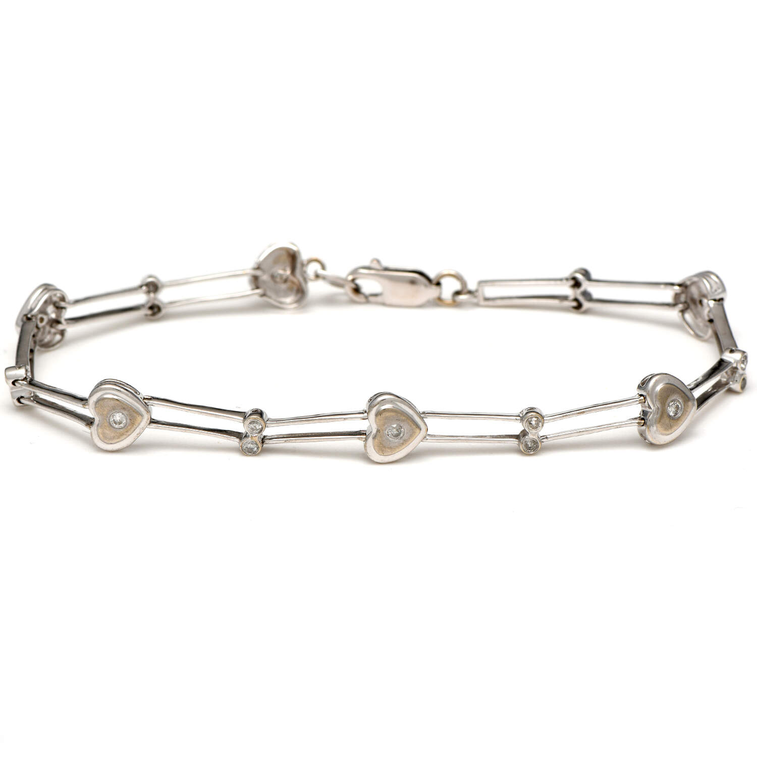 14KW Petite Diamond(0.36) Hearts Bracelet-1