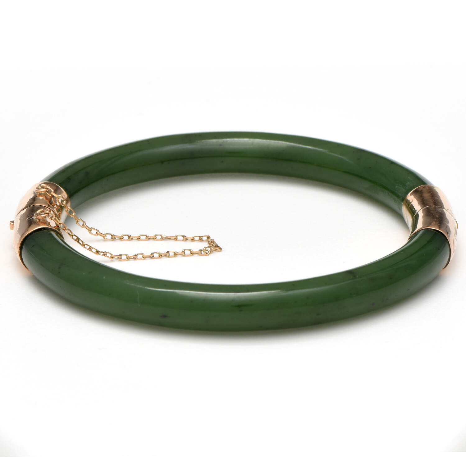 12KY Nephrite Jade Hinged Bangle Bracelet-3
