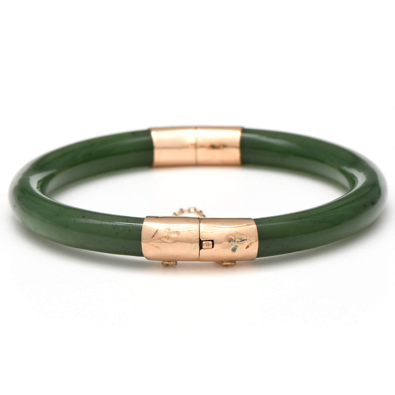 12KY Nephrite Jade Hinged Bangle Bracelet-1