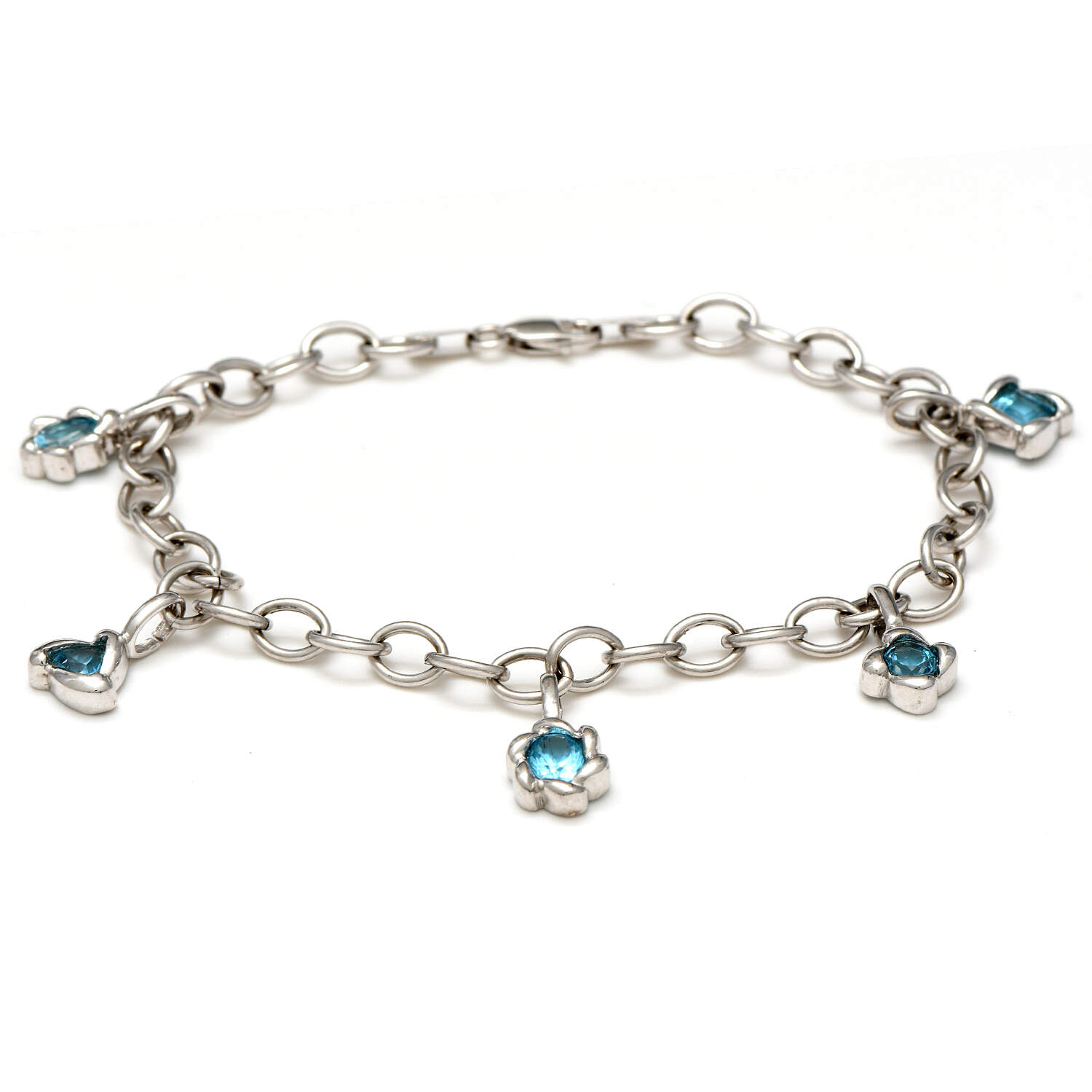 10KW Sky Blue Topaz(1.60) Charm Bracelet-1