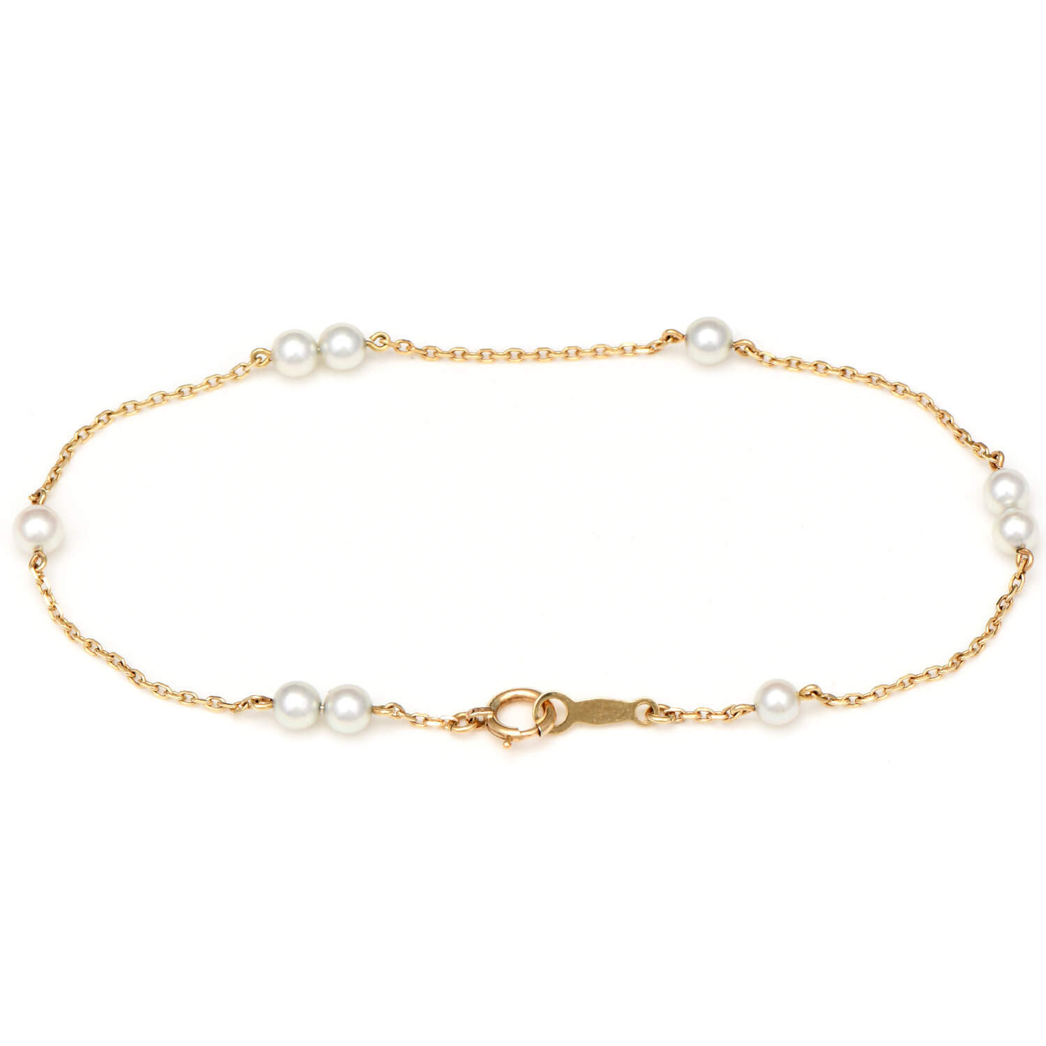 14KY Mikimoto Pearl (3.7-3.8 mm) Station Bracelet-2