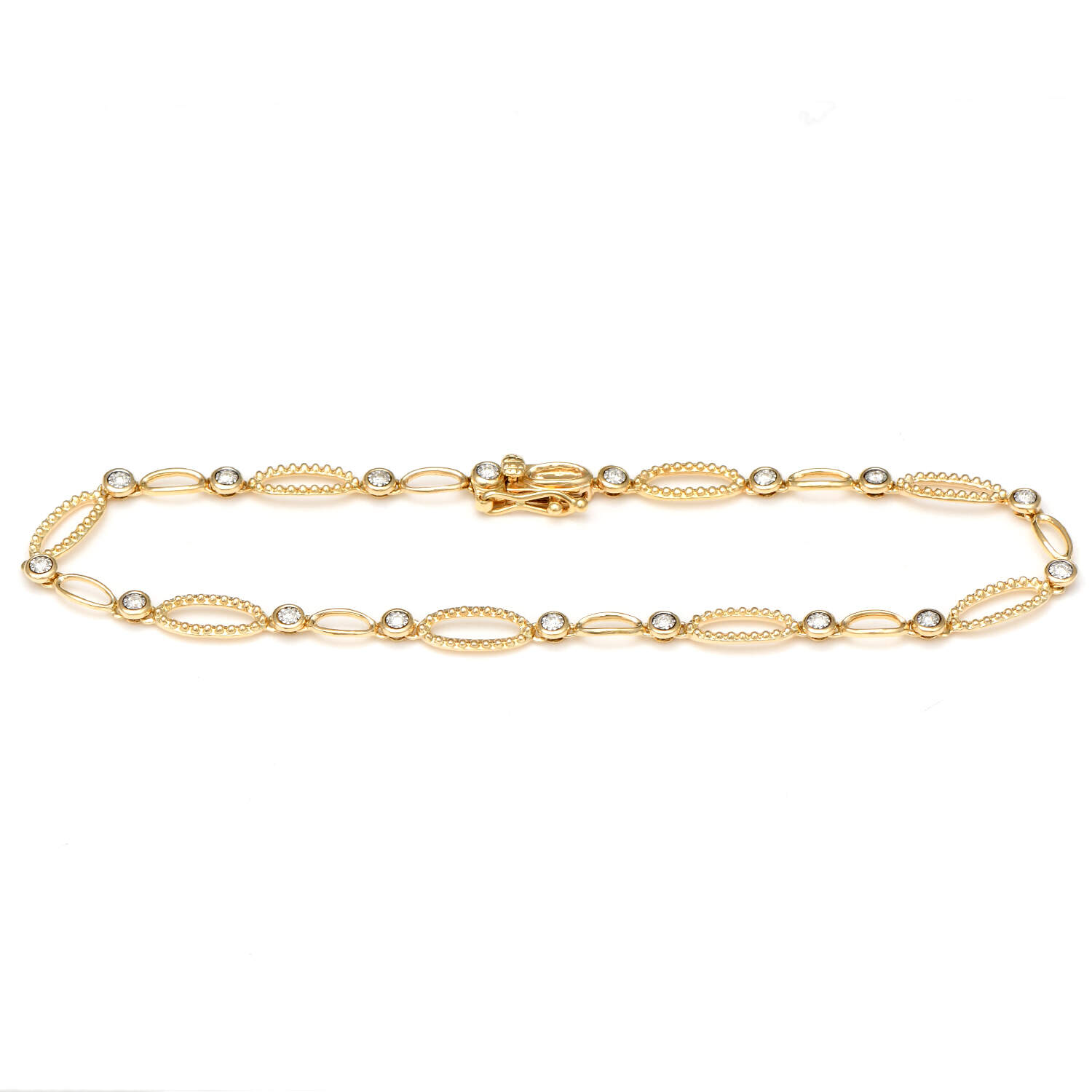 14KYW Diamond (0.16) Bezel Open Link Bracelet-1