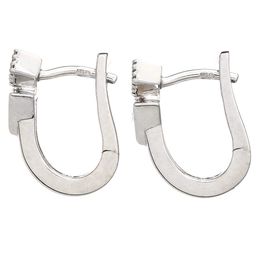 14KW Minimalist Ruby(0.06) & Diamond(0.04) Hoop Earrings-2