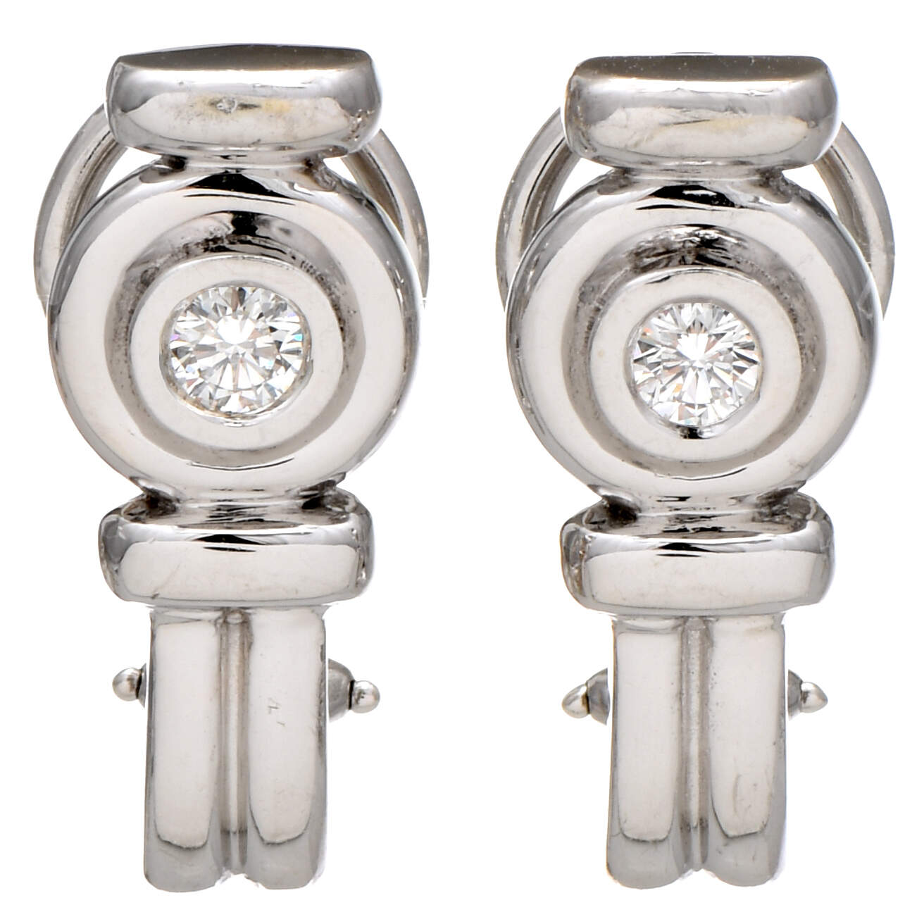 14KW Diamond(0.32) Column Earrings-1