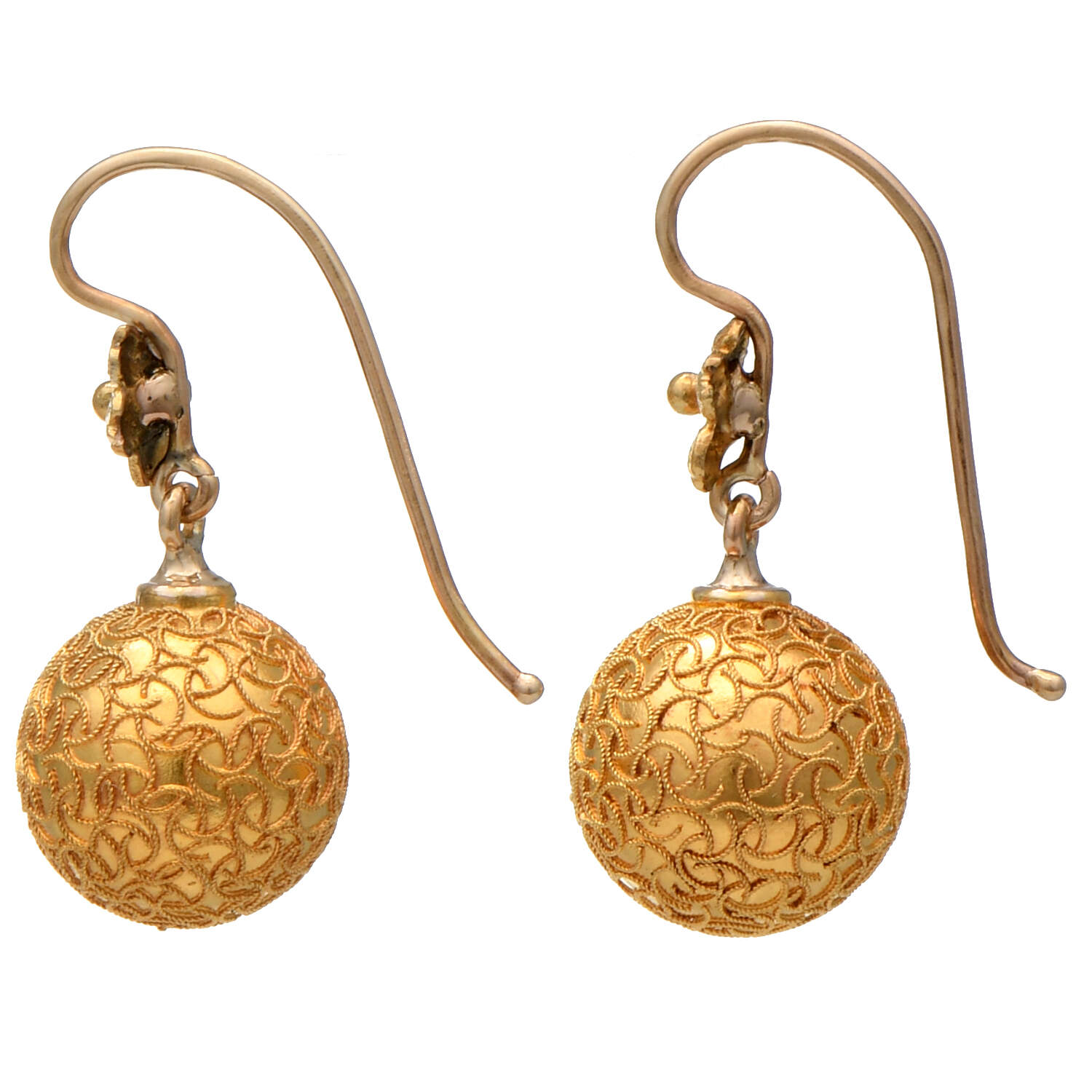16/14KY Embossed Bead Dangle Earrings-2