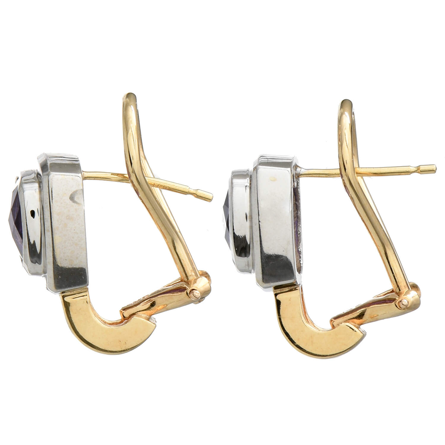 14KWY Amethyst(3.70) Two-Tone Hoop Earrings-2