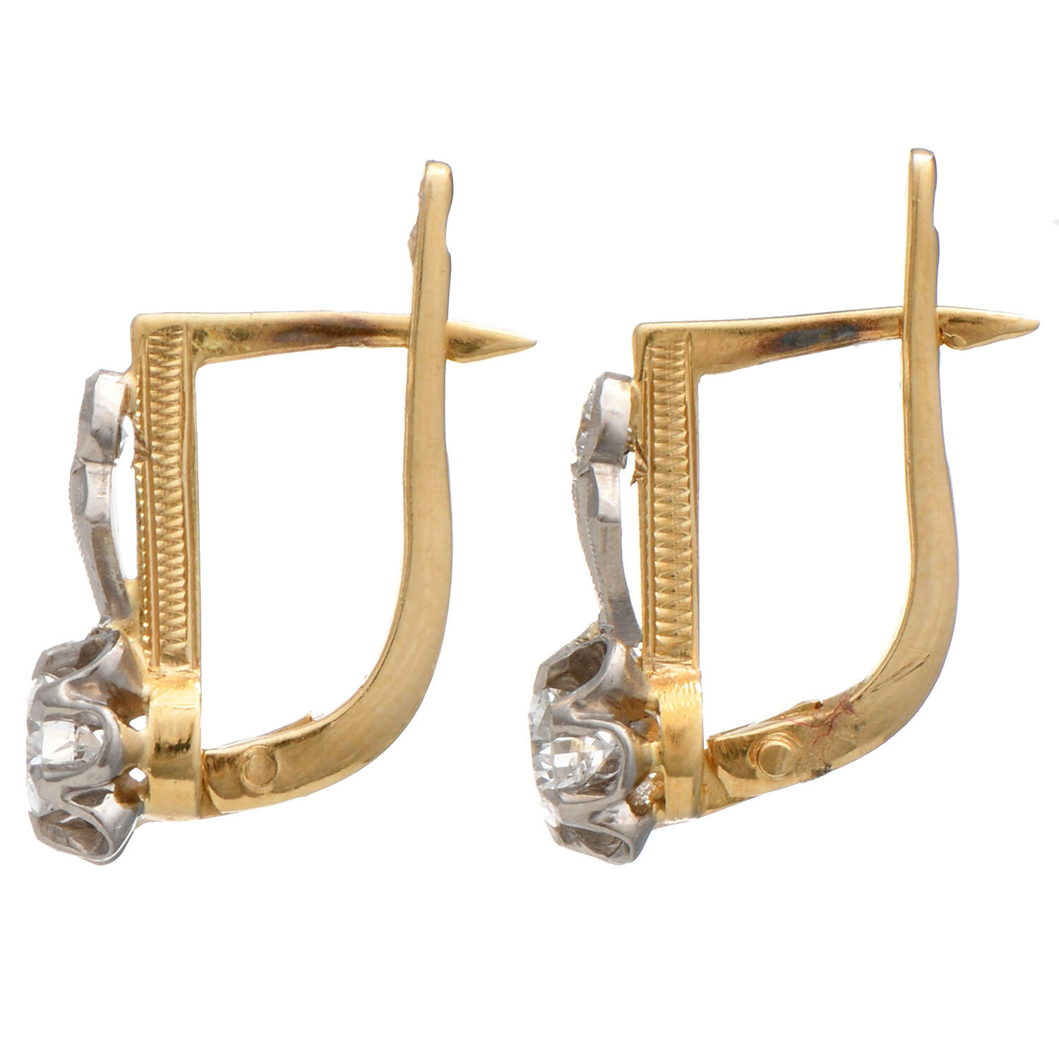 18KYW Art Deco Diamond(0.50) Earrings-2
