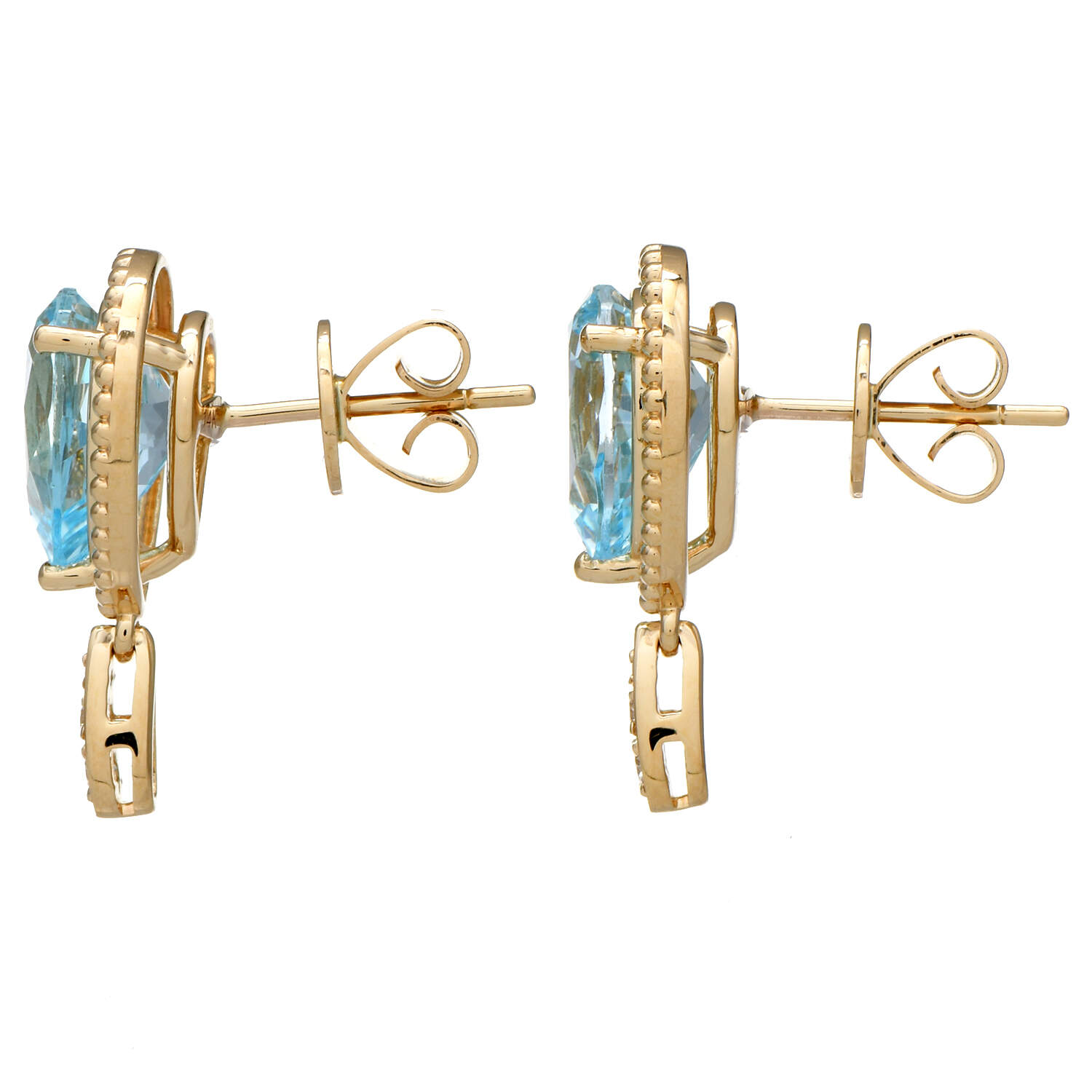 14KY Topaz(5.40) & Diamond(0.08) Droplet Earrings-2
