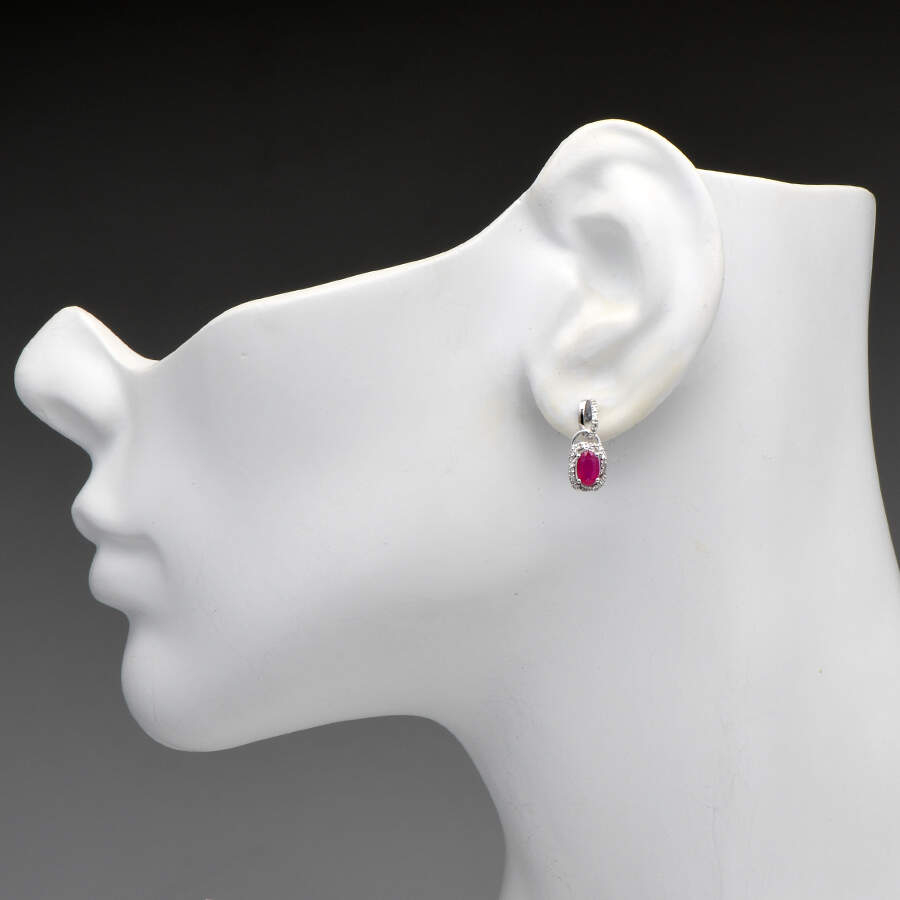 14KW Ruby(0.80) & Diamond(0.14) Earrings-3