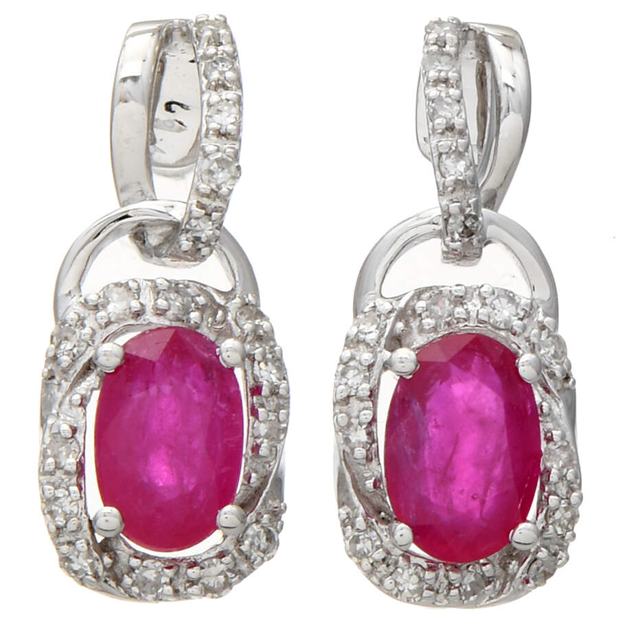 14KW Ruby(0.80) & Diamond(0.14) Earrings-1