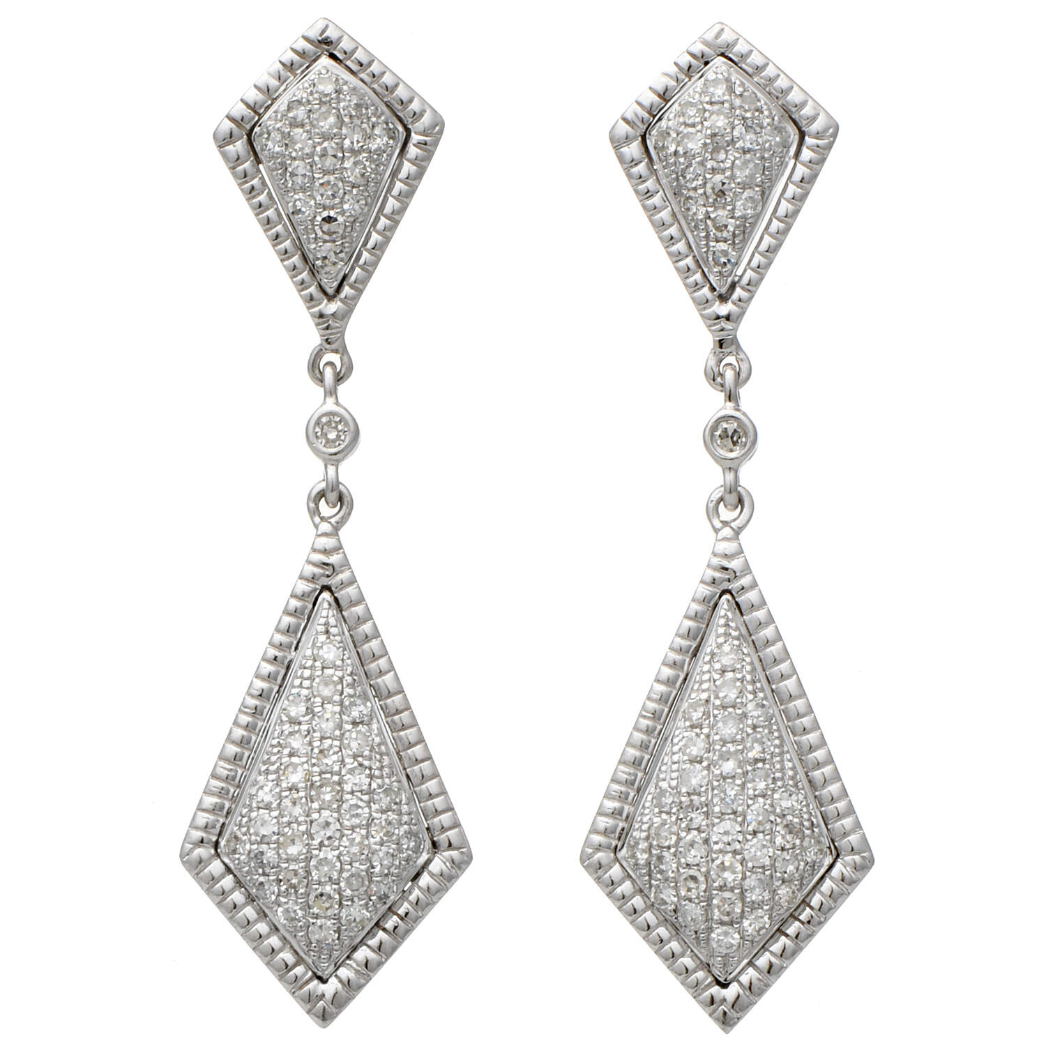 14KW Pave Diamond(0.50) Dangle Earrings-1