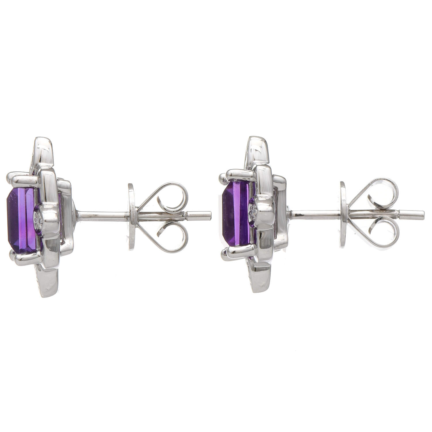 14KW Amethyst(2.02) & Diamond(0.12) Stud Earrings-2