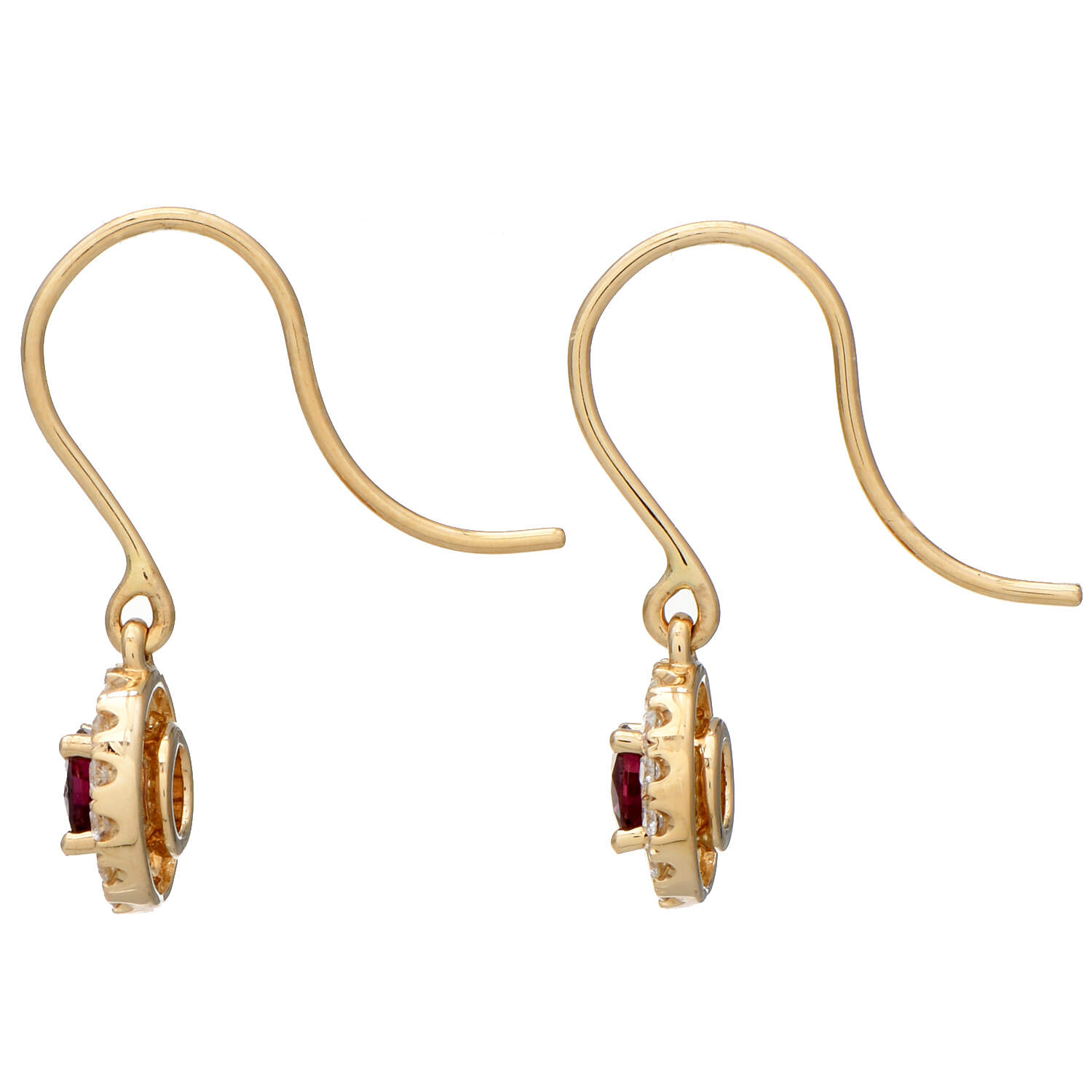 14KY Ruby(0.52) & Diamond(0.25) Halo Dangle Earrings-2