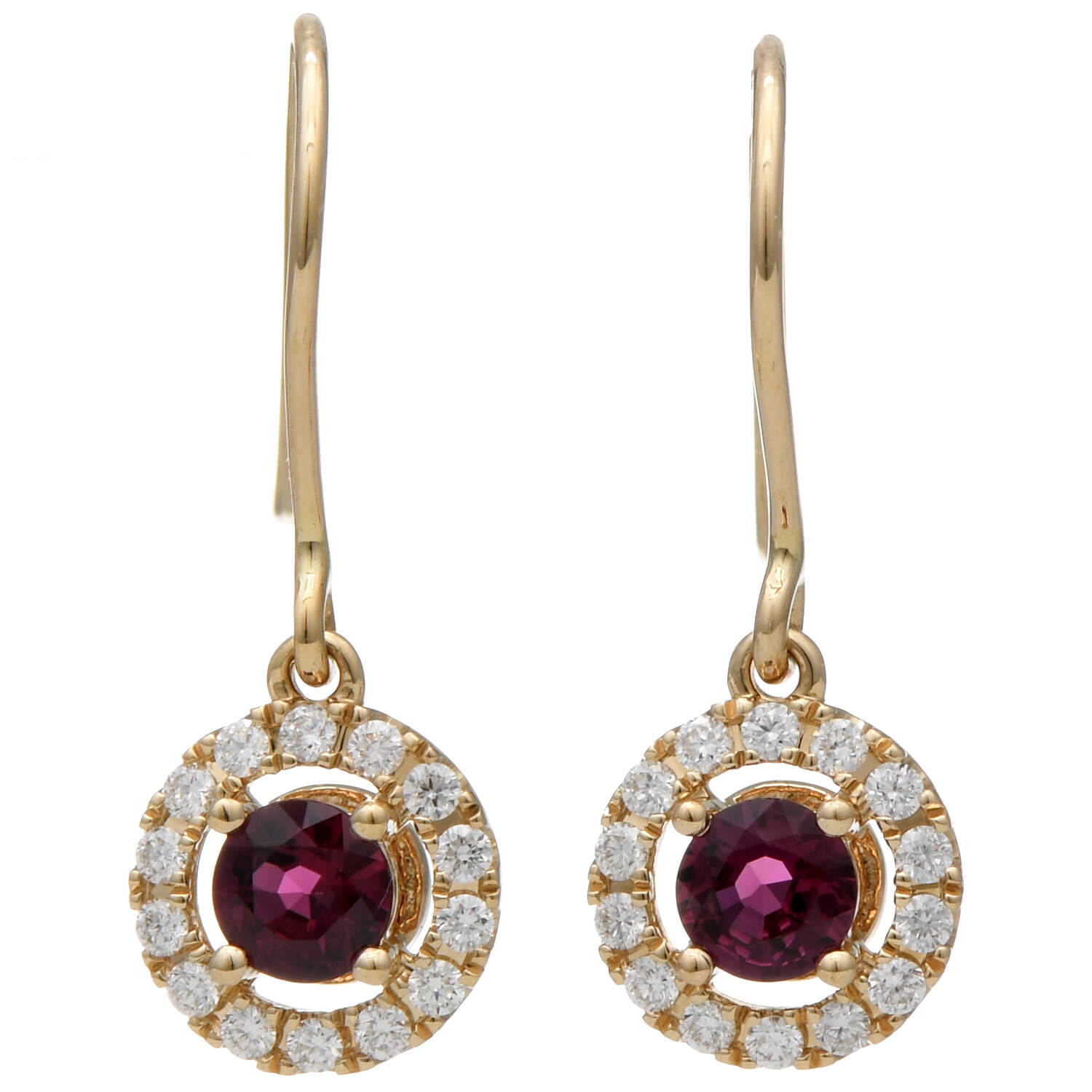 14KY Ruby(0.52) & Diamond(0.25) Halo Dangle Earrings-1