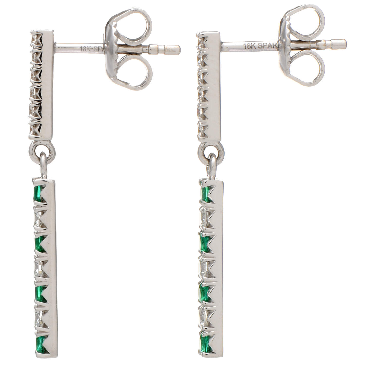 18KW Diamond(0.36) & Emerald(0.24) Dangle Earrings-2