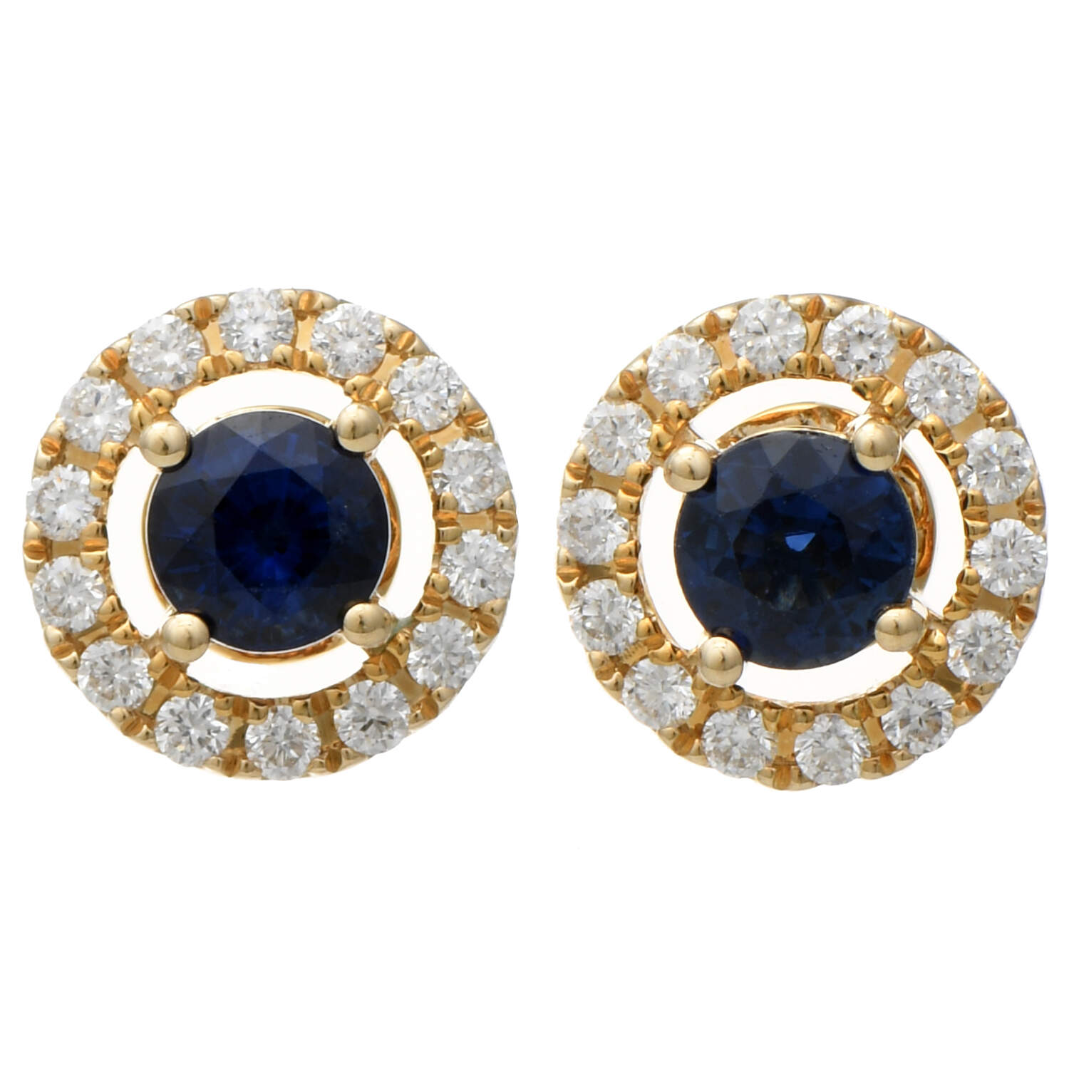 14KY Sapphire(0.66) & Diamond(0.28) Stud Earrings-1