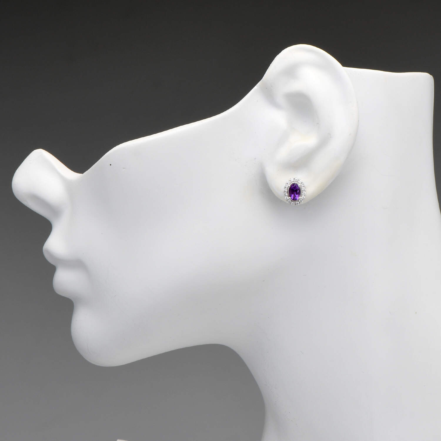 14KW Amethyst(0.86) & Diamond(0.24) Stud Earrings-3