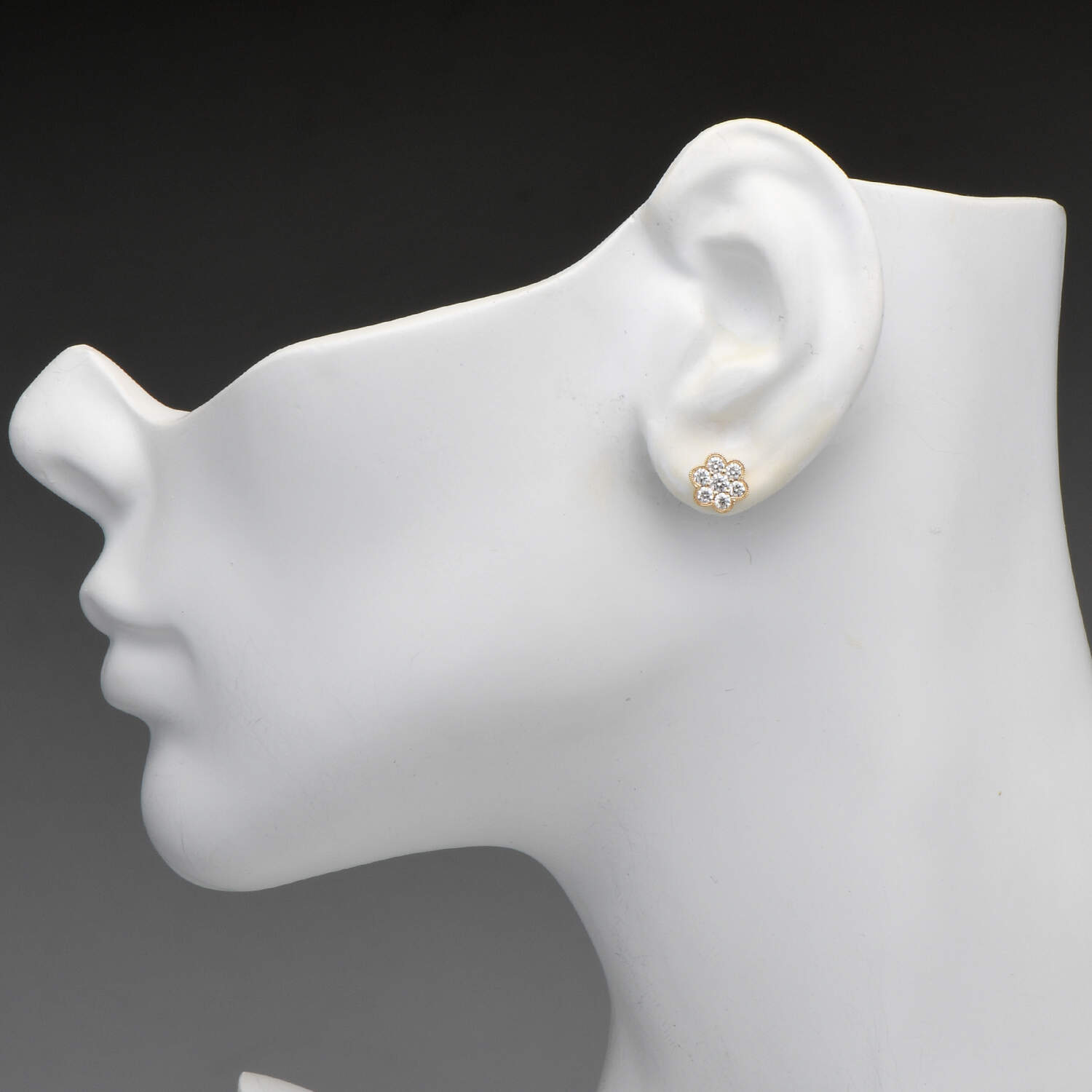 14KY Diamond(0.76) Flower Stud Earrings-3