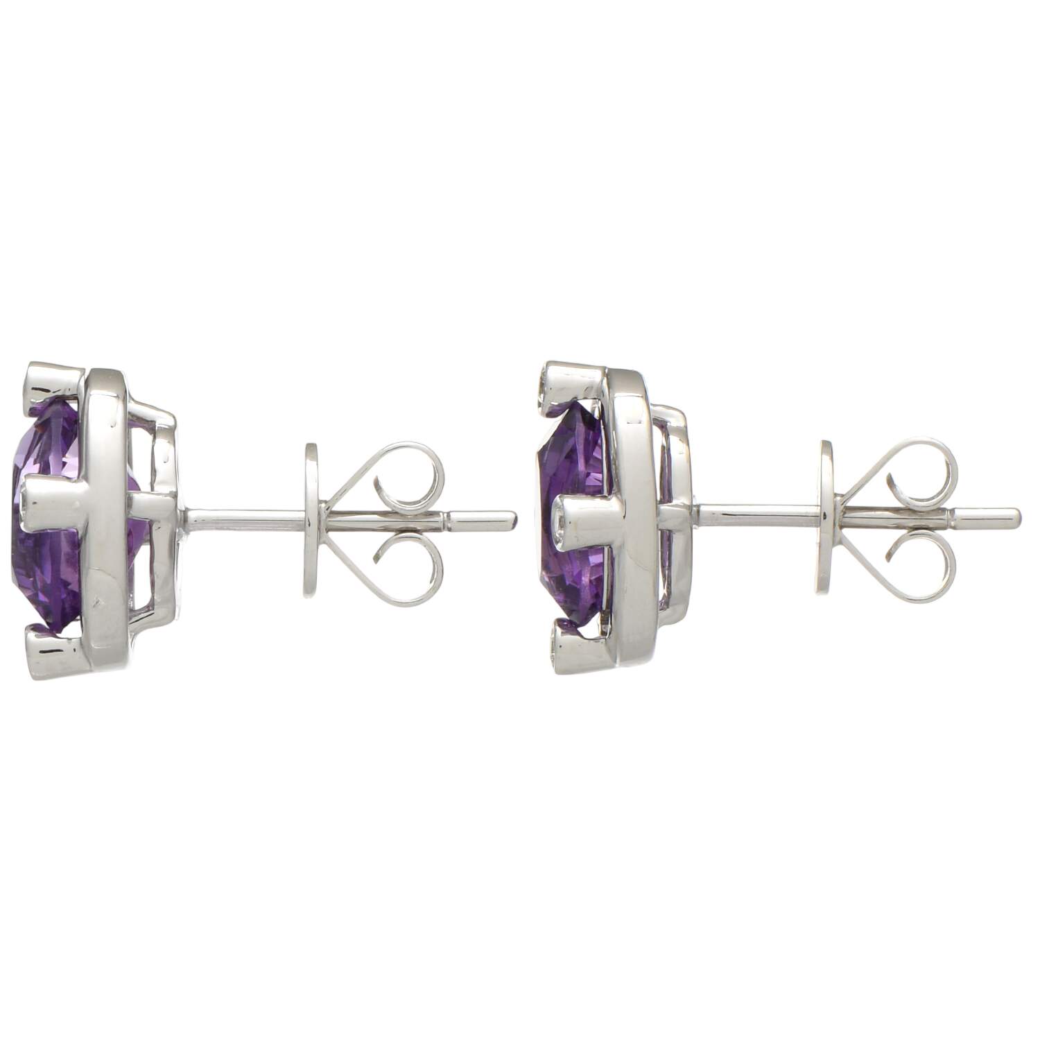 14KW Amethyst(2.10) & Diamond(0.12) Stud Earrings-2