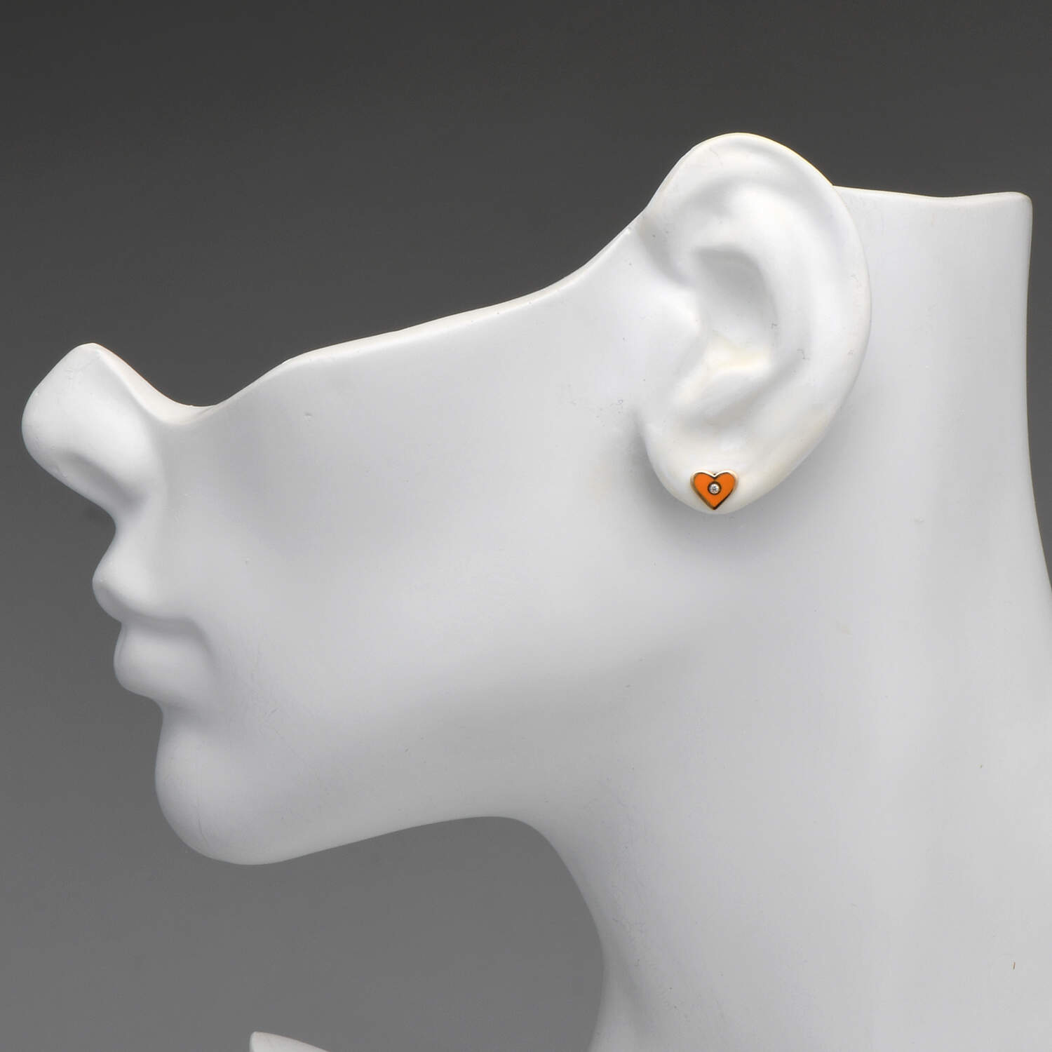 14KY Dainty Diamond(0.02) Enamel Heart Stud Earrings-4