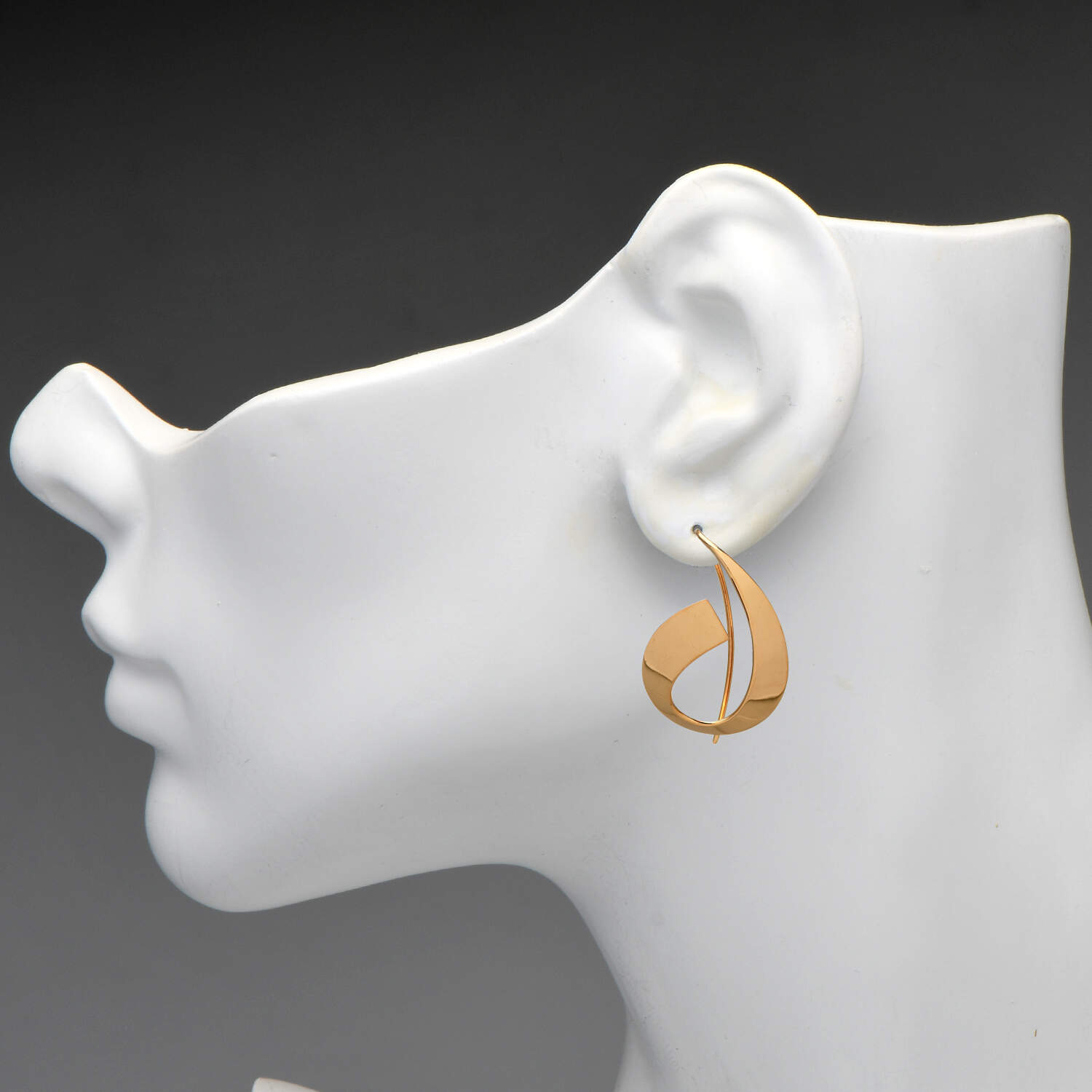 14KY Open "U" High Polish Drop Earrings-3