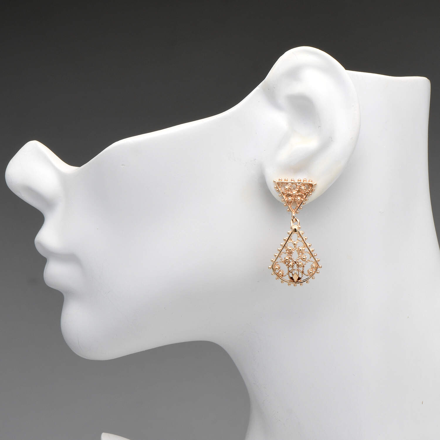 14KY Filigree Beaded Dangle Earrings-3